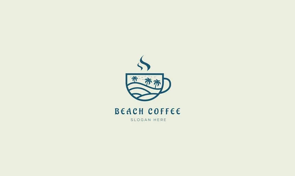 Strandkaffee Logo Design Oder Strandcafé Logo Design — Stockvektor