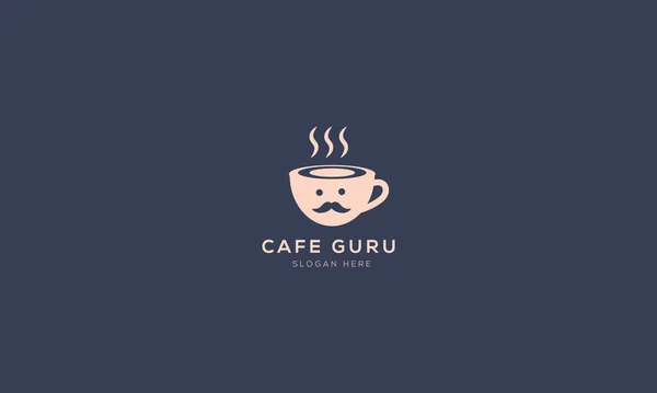 Cafe Guru Logo Design Oder Kaffee Guru Logo Vorlage — Stockvektor
