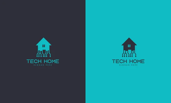 Tech Startseite Digital Logo Design Template Tech House Logo Template — Stockvektor