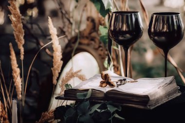 Evlilik yüzükleri. Düğün aksesuarları. Dekorasyon. Yüksek kalite fotoğraf