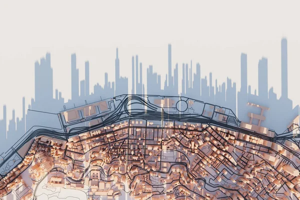 Вид Сверху Миниатюрный Город Архитектура Строительство Инженерное Образование Рендеринг — стоковое фото