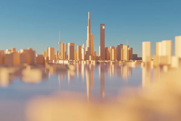 Skyline Pudong Szanghaju Miniaturowe Miasto Renderowanie — Zdjęcie stockowe