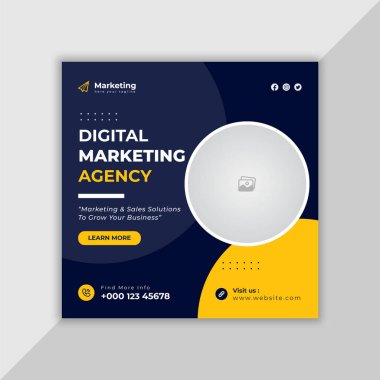 Dijital Pazarlama Ajansı Sosyal Posta Şablonu ve İnternet afiş tasarımı