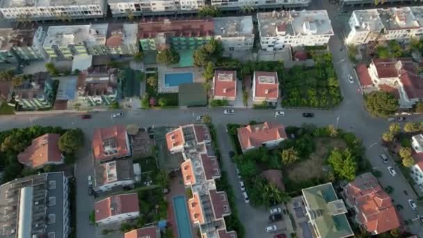 Madarak Kilátás Házak Drón Repül Régi Város Pulykában — Stock videók