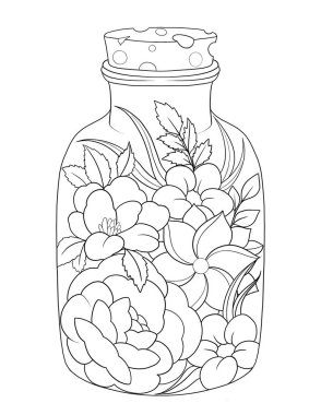 Güzel bir çiçek çelenginin çizimi