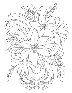 Güzel bir çiçek çelenginin çizimi