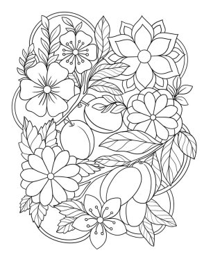 Güzel bir çiçek çelenginin çizimi