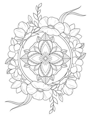 Güzel bir çiçek çelenginin çizimi