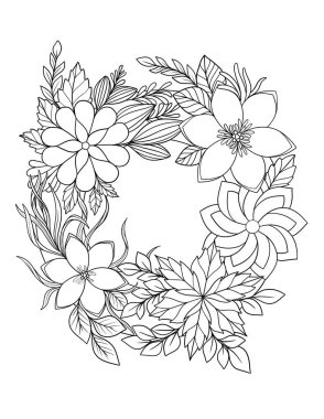 Güzel bir çiçek çelenginin çizimi