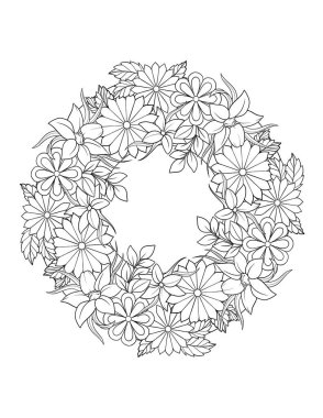 Güzel bir çiçek çelenginin çizimi