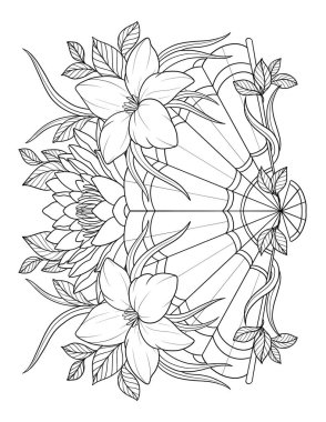 Güzel bir çiçek çelenginin çizimi