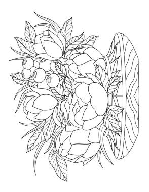 Güzel bir çiçek çelenginin çizimi