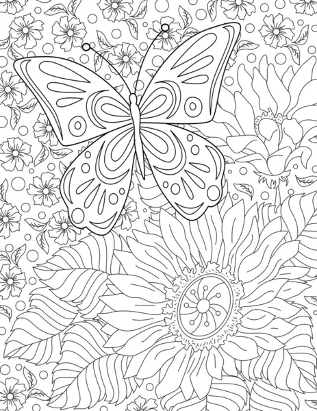 Seamless Background Hand Drawn Elements Floral Pattern Coloring Page Invitation — Stock Photo, Image