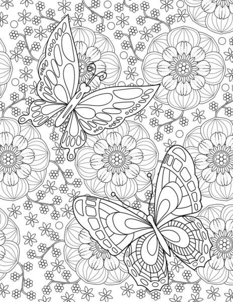 손으로 요소들 무미건조 색칠하기 꽃무늬 — 스톡 사진