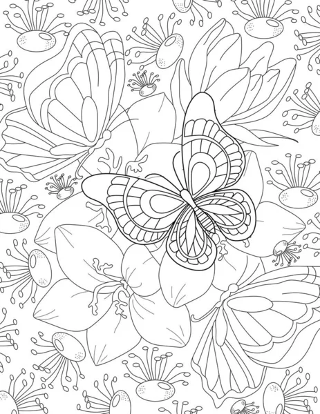 Seamless Background Hand Drawn Elements Floral Pattern Coloring Page Invitation — Stock Photo, Image