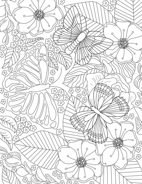 Seamless Background Hand Drawn Elements Floral Pattern Coloring Page Invitation — Stock Photo, Image