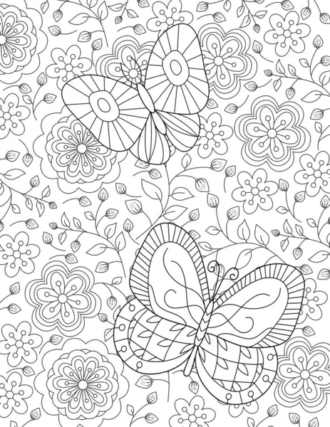 Seamless Background Hand Drawn Elements Floral Pattern Coloring Page Invitation — Stock Photo, Image