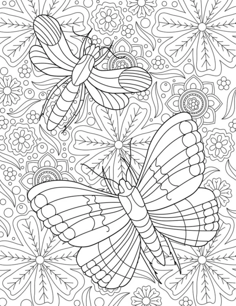 Seamless Background Hand Drawn Elements Floral Pattern Coloring Page Invitation — Stock Photo, Image