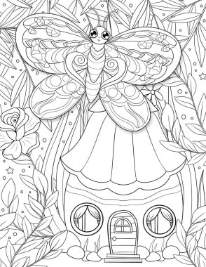 siyah, beyaz, fantezi, kelebek, boyama sayfaları.