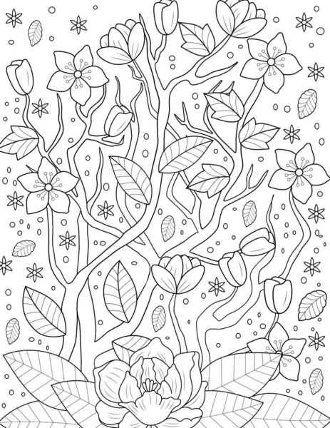 Seamless Pattern Flowers Hand Drawn Doodle Background Black White Drawing — Stock Photo, Image