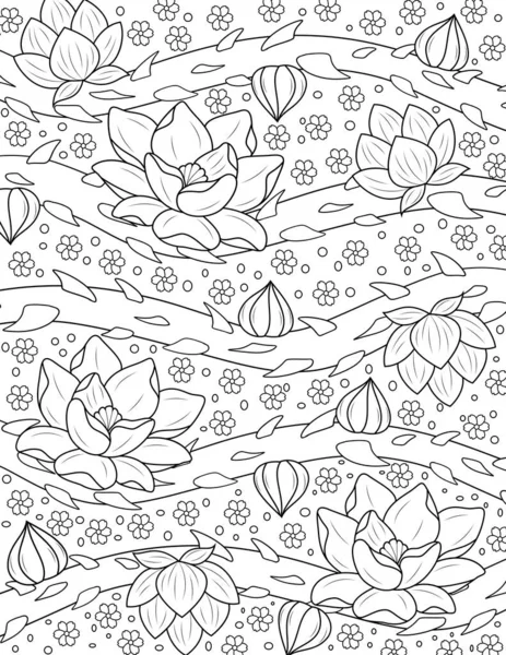 Bezproblemowy Wzór Kwiatami Ręcznie Rysowane Tło Bazgrołów Czarno Biały Rysunek — Zdjęcie stockowe