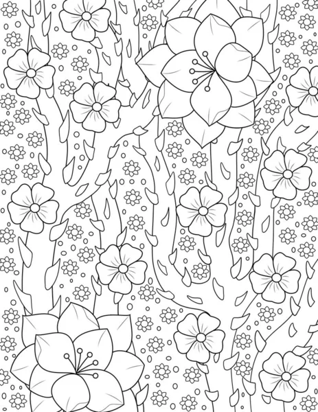 Seamless Pattern Flowers Hand Drawn Doodle Background Black White Drawing — Stock Photo, Image