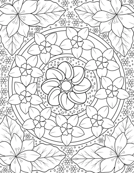 Seamless Pattern Flowers Hand Drawn Doodle Background Black White Drawing — Stock Photo, Image