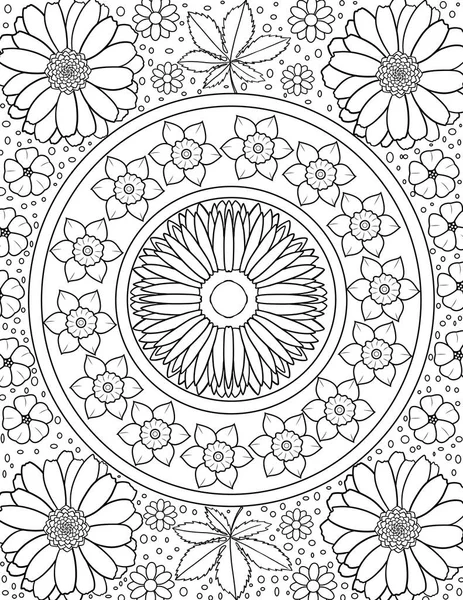 Seamless Pattern Flowers Hand Drawn Doodle Background Black White Drawing — Stock Photo, Image