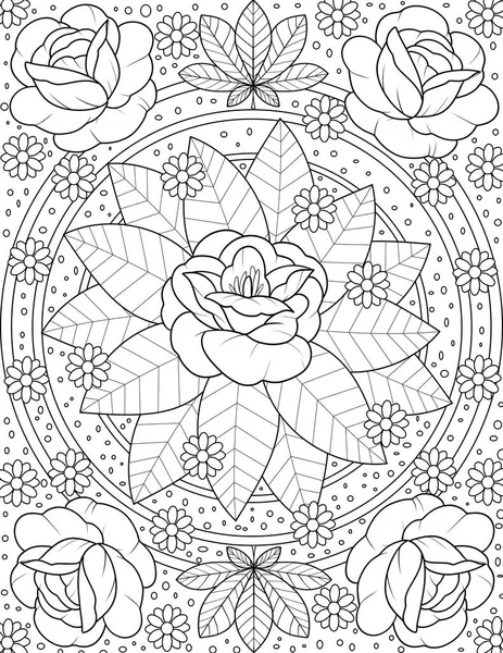 花とのシームレスなパターン 手描きの落書きの背景 白黒のドローイングは — ストック写真