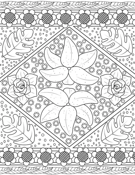 Seamless Pattern Flowers Hand Drawn Doodle Background Black White Drawing — Stock Photo, Image