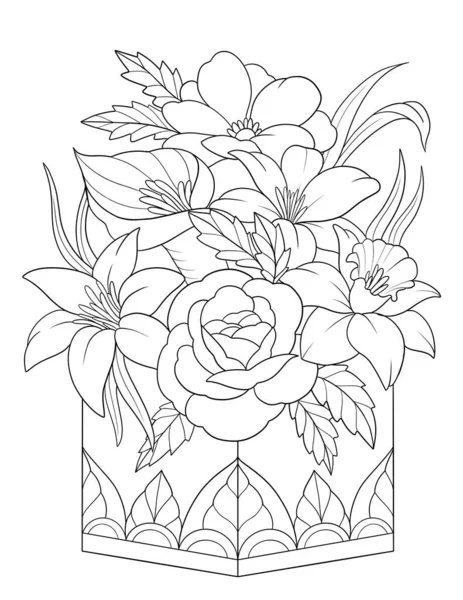 Ręcznie Rysowane Elementy Kwiatowe Kwiaty Liśćmi Pączkami — Zdjęcie stockowe