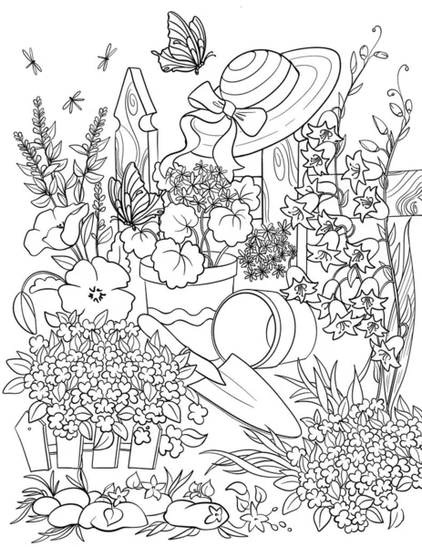 Elementos Florales Dibujados Mano Flores Con Hojas Brotes —  Fotos de Stock