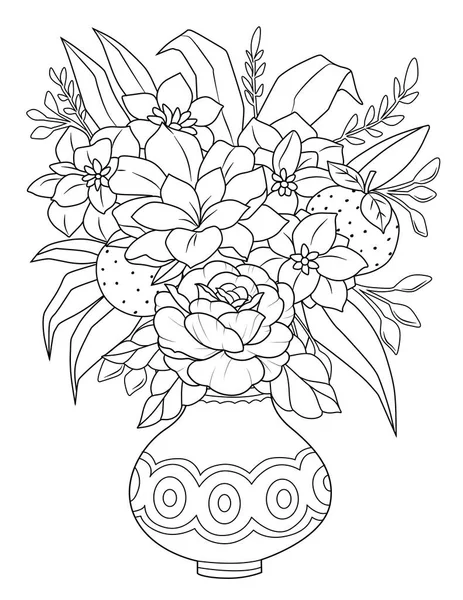 Рука Намальовані Квіткові Елементи Квіти Листям Бутонами — стокове фото