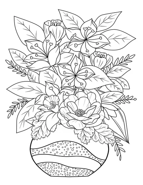 hand drawn floral elements. flowers with leaves and buds