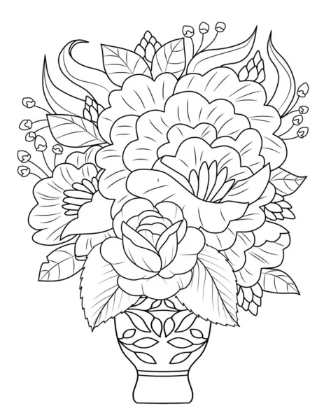 Elementos Florais Desenhados Mão Flores Com Folhas Botões — Fotografia de Stock