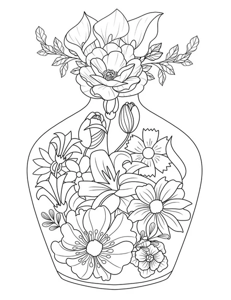 Ręcznie Rysowane Elementy Kwiatowe Kwiaty Liśćmi Pączkami — Zdjęcie stockowe