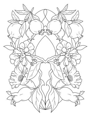 Etkinliği rahatlatmak için bir resim süsler. Boyama kitabı, yetişkinler için sayfa. Baskı için Zen sanatı çizimi. Poster tasarımı.