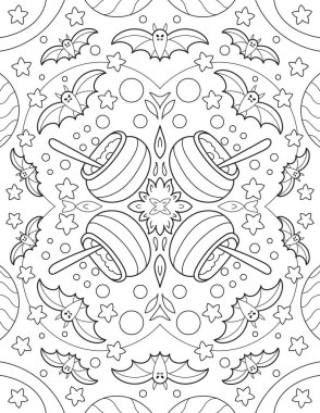 Tatlı tematik cadılar bayramı deseni, boyama kitabı