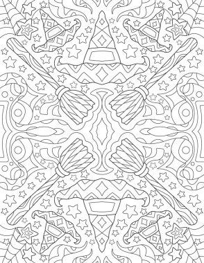 Tatlı tematik cadılar bayramı deseni, boyama kitabı