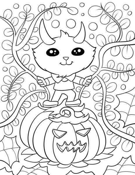 Buon Halloween Pagina Colorazione Bianco Nero — Foto Stock
