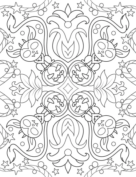 Cute Thematic Halloween Pattern Coloring Book — Stock Photo, Image