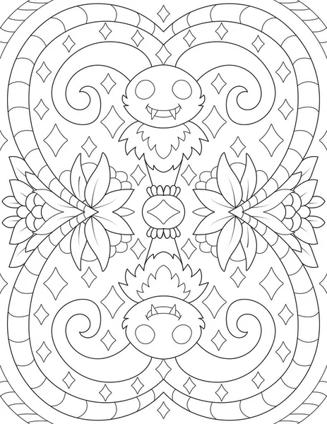 Cute Thematic Halloween Pattern Coloring Book — Stock Photo, Image