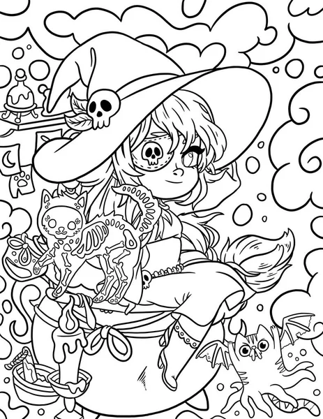 Colorir Livro Preto Desenho Animado Ilustração Conto Fadas Anime Com — Fotografia de Stock