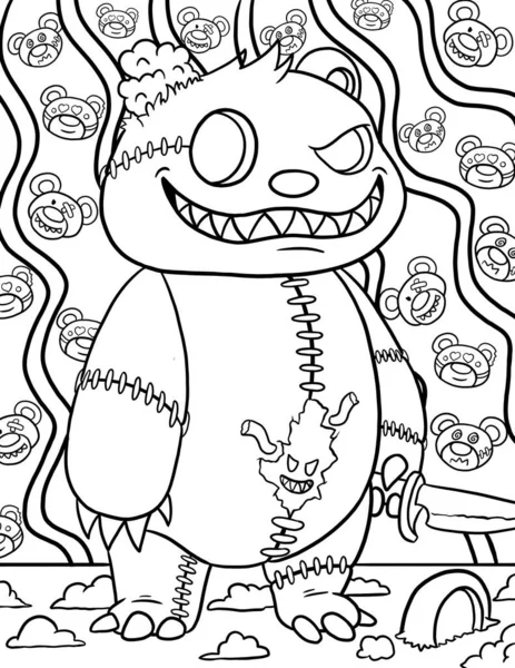 coloring book-black cartoon illustration of a fairy tale-anime with a fantasy creature.