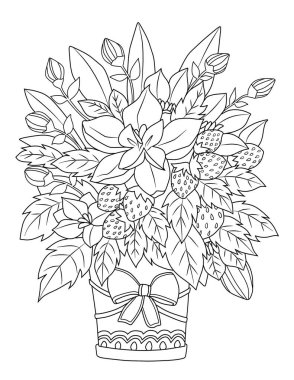 Tasarımınız için el çizimi çiçek, boyama kitabı