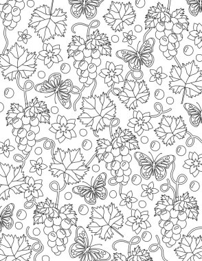 Boyama kitabı. Çiçeklerle ve dallarla süslenmiş çiçek süsü.