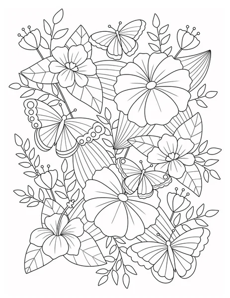 彩色页面线条艺术 用叶子制成的花环手绘插图 你的黑白草图 — 图库照片