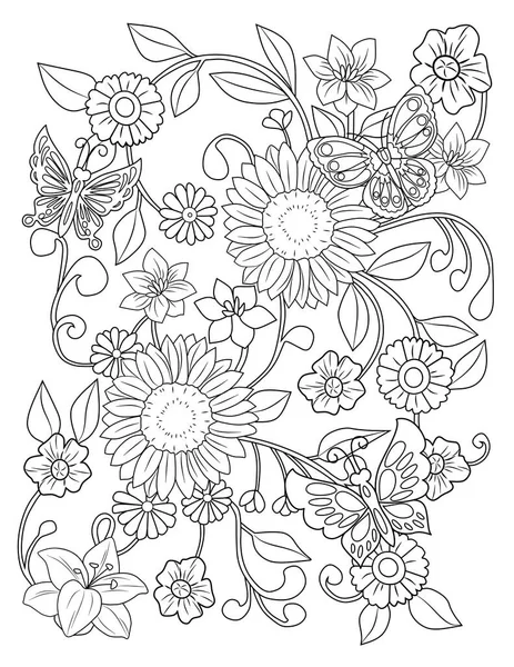 Coloring Pages Line Art Hand Drawn Illustration Wreath Leaves Black — Stock Photo, Image