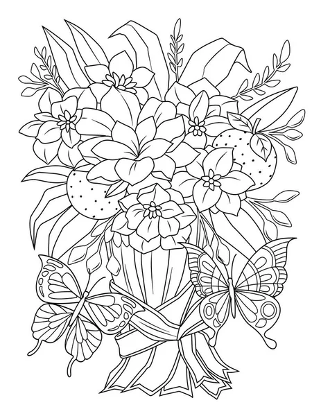 coloring pages line art. hand drawn illustration with a wreath of leaves. black and white sketch for your