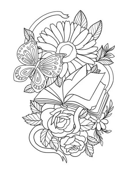 Coloriages Ligne Art Illustration Dessinée Main Avec Une Couronne Feuilles — Photo